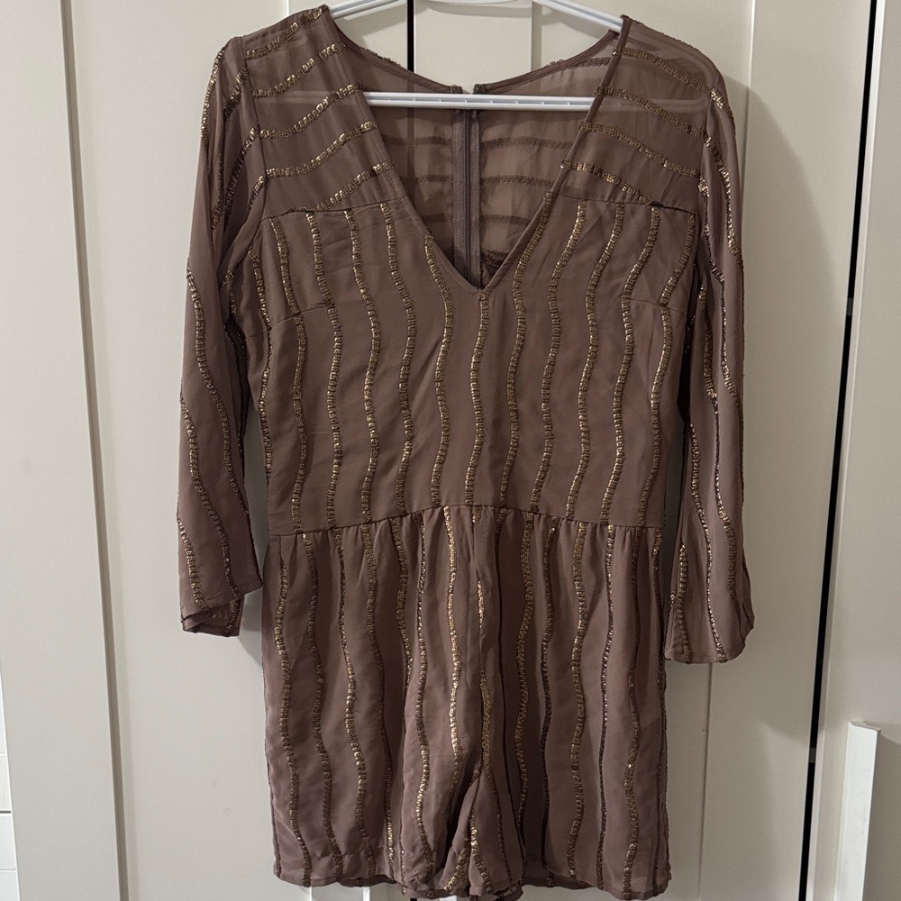 Abercrombie & Fitch Brown Romper with Gold Accents